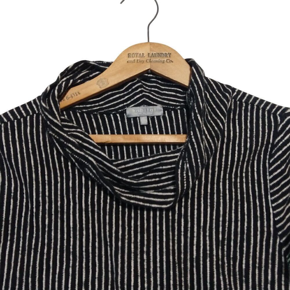 Habitat Striped Cowl Neck Tunic Top Size XS Black White Cotton Pullover Terry - Picture 4 of 7